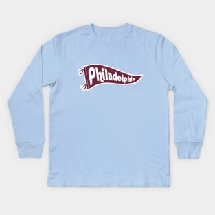 Philadelphia Retro Pennant - Powder Blue Kids Long Sleeve T-Shirt